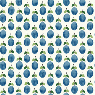Stig Lindberg Prunus sininen valkoinen luumutapetti Borastapeter image
