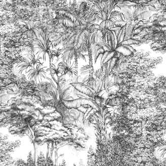 Secret Garden mustavalkoinen viidakkotapetti Rebel Wallsilta R14704 image