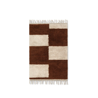Mara Knotted ruskea beige ruudullinen matto Ferm Livingilta image