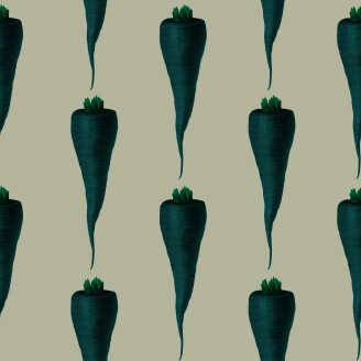 Carey Carrot vihrea porkkanatapetti Studio Lisa Bengtssonilta kuva