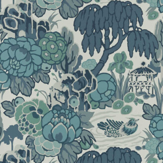 Mandarin Garden sininen puutarhatapetti 1838 Wallcoveringsilta 2311 169 01 image