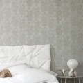 Rainbirds harmaa kultainen lintutapetti makuuhuoneeseen Mimoulta