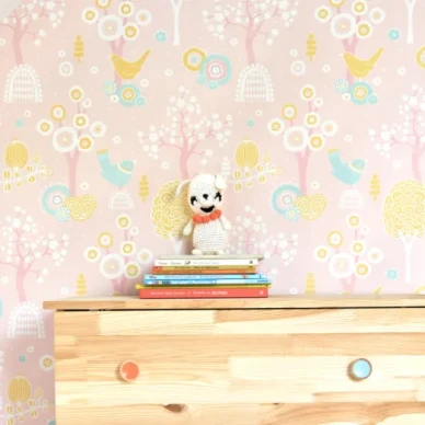 Korsbarsdalen rosa lastentapetti Majvillanilta image