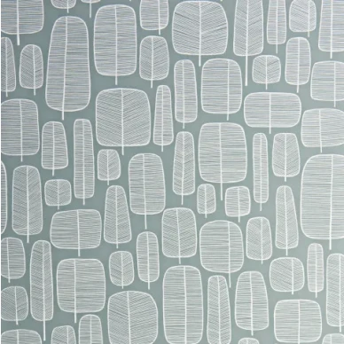 Little Trees sininen harmaa retro puutapetti Miss Printilta kuva