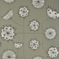Dandelion Mobile harmaa retromainen kukkatapetti Miss Printilta