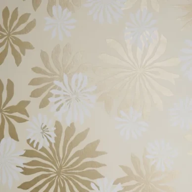 Fleur kultainen retrotyylinen kukkatapetti Miss Printilta kuva