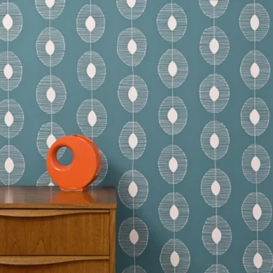 Dewdrops sininen graafinen tapetti Miss Printilta kuva