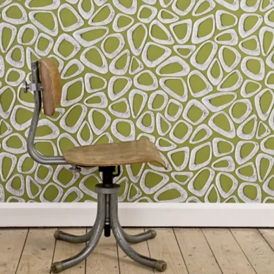 Pebbles vihrea graafinen retrotapetti Miss Printilta image