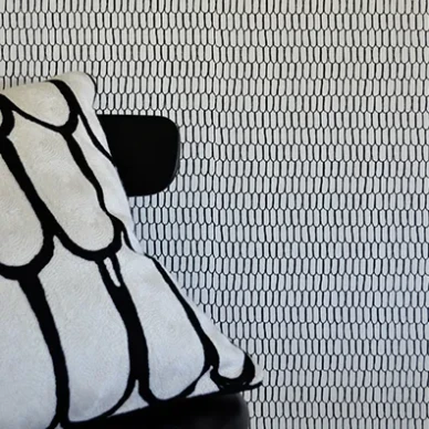 Ginza mustavalkoinen graafinen tapetti makuuhuoneeseen Mimoulta kuva