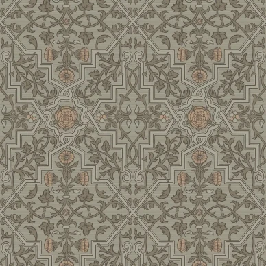 Rosenvinge vihrea tiheakuvioinen kukkatapetti kuva