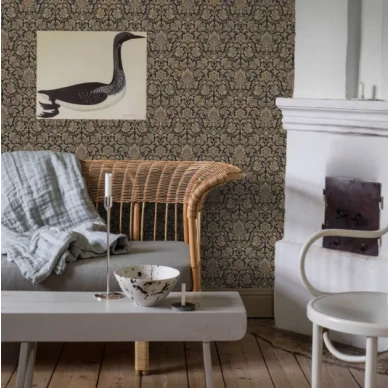 Foglavik mustakultainen kuviollinen tapetti Borastapeterilta kuva