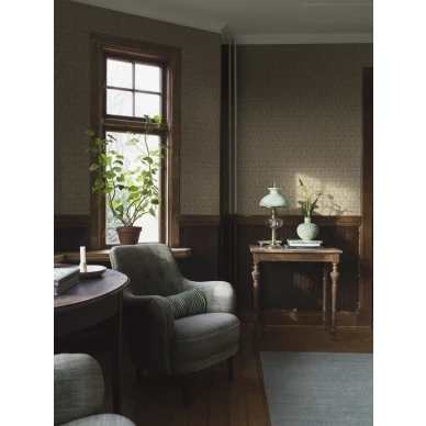 Nora kukkatapetti keltaisena piristaa olohuonetta kuva