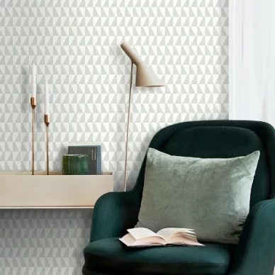 Trapez vihrea geometrinen kolmiotapetti Borastapeterilta kuva