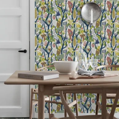 Melodi varikas kuviollinen tapetti lastenhuoneeseen Borastapeterilta kuva