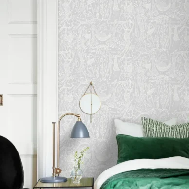 Poeme damour harmaa kuviollinen tapetti Borastapeterilta kuva