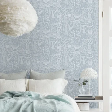 Poeme damour sininen kuviollinen tapetti Borastapeterilta kuva