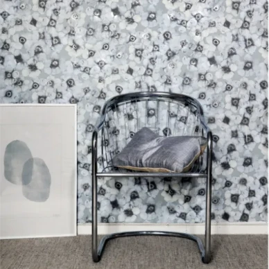 Windflower sininen harmaa kukkatapetti Mimoulta kuva