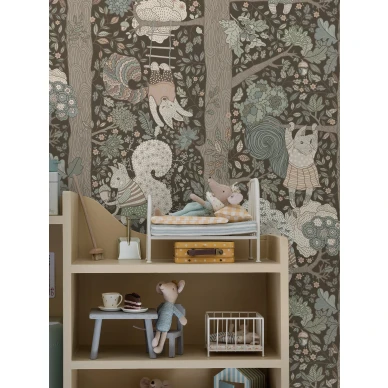 Lasten tapetti Charlie ruskea monivarinen elaintapetti Borastapeterilta 6290 image