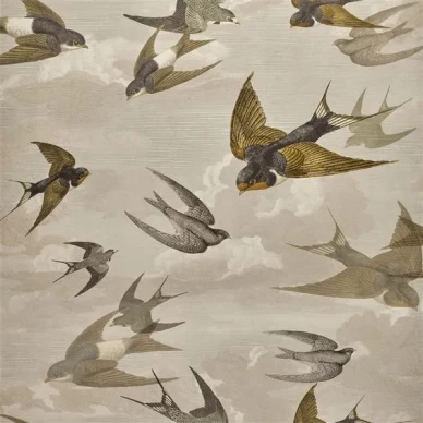 Designers Guild Chimney Swallows  tapet sepia image