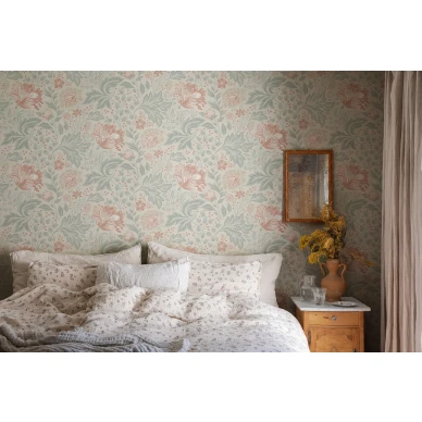 Beige makuuhuoneen tapetti Ava S10179 Sandbergilta image