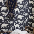 Ferm Living Animals djurtapet i mörktblå