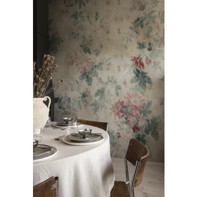 Ruokailuhuoneen kukkatapetti Faded Passion beige Sandbergilta 623 06 image