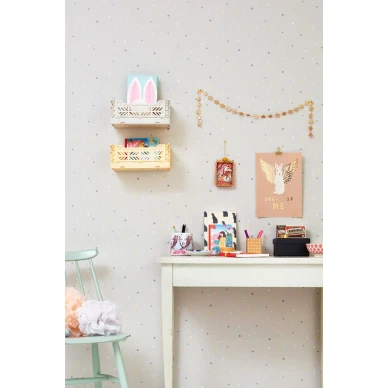 Majvillan Stardust ljusgrå tapet kuva