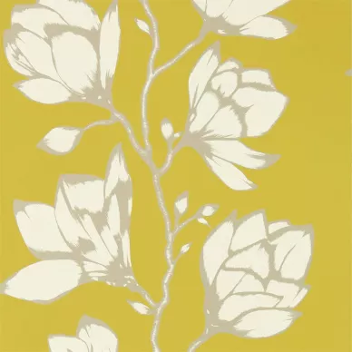 Lustica randig blommig tapet på en gul bakgrund kuva