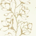 Lustica randig blommig tapet på ljus bakgrund med beige blommor