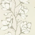 Lustica randig blommig tapet på ljus bakgrund med grå blommor