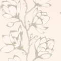 Lustica randig blommig tapet på rosa bakgrund med grå blommor