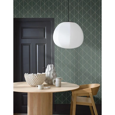 Borastapeter Diamonds tummanvihrea tapetti keittiossa kuva