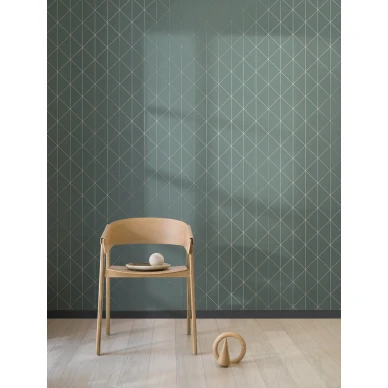 Borastapeter Diamonds tummanvihrea tapetti olohuoneessa kuva