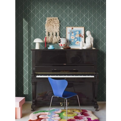 Boratapeter Diamonds vihrea tapetti olohuoneessa kuva