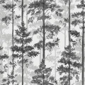 Pine träd tapeter på vit bakgrund med svart trä.