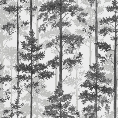 Pine träd tapeter på vit bakgrund med svart trä. kuva