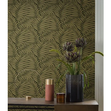 MayFair tapeter på svart bakgrund med gula löv image