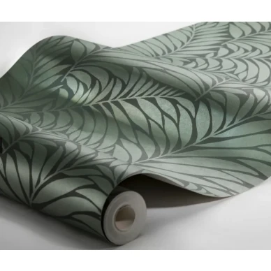 Myfair löftapeter på en mörkgrön bakgrund med silvergröna blad image