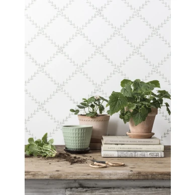 Sanduddin Bladtapeter på vit bakgrund och grön löv skulle passa bra i kök ditt hem. kuva