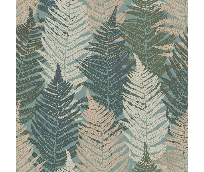 Borås Fern Forest blad tapeter i olika nyanser av grönt och beige. kuva