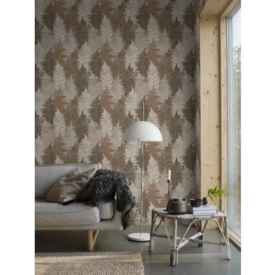 Ruskea olohuoneen tapetti Borastapeterilta Fern Forest 4707 kuva