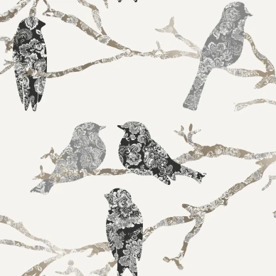 Sandudd Liten fågel tapet på en ljus bakgrund, med svarta och grå fåglar kuva