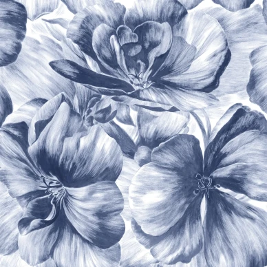 Appleblomma tapet med blå blommor på vit bakgrund är perfekt för ett sovrum image