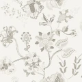Sandudd orientalisk blommatapet med mörkgrå och grå detaljerade orientaliska blommor