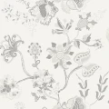 Sandudd orientalisk blommatapet med pärlemor och grå detaljerade orientaliska blommor