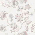 Sandudd orientalisk blommatapet med rosa och grå detaljerade orientaliska blommor