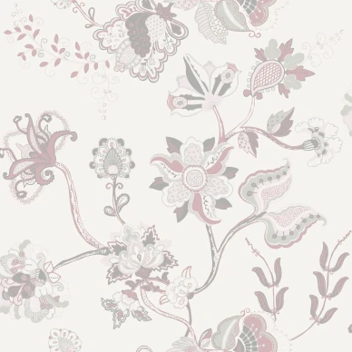 Sandudd orientalisk blommatapet med rosa och grå detaljerade orientaliska blommor kuva