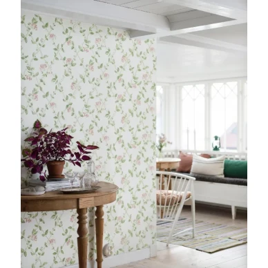 blommig tapet Honeysuckle på en vita bakgrund och rosa blommor image