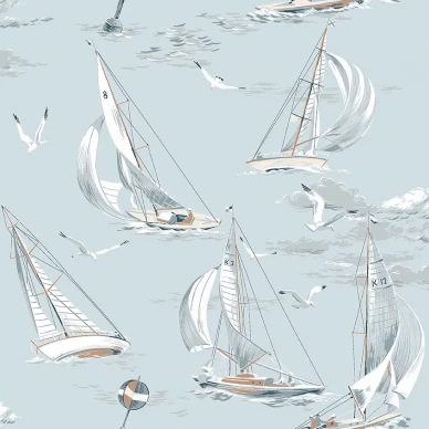 ljusblå båt tapeter Sailboats kuva