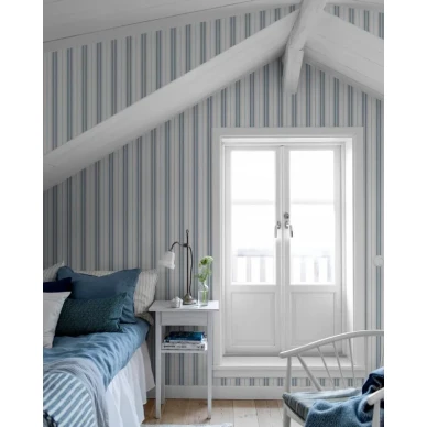 Hamnskär Stripe tapet på vit bakgrund med blå och röda ränder image